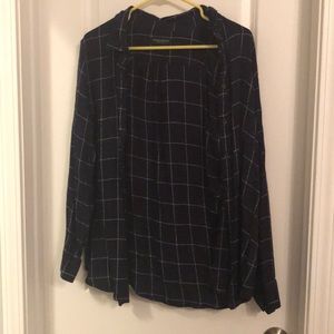 navy flannel button down